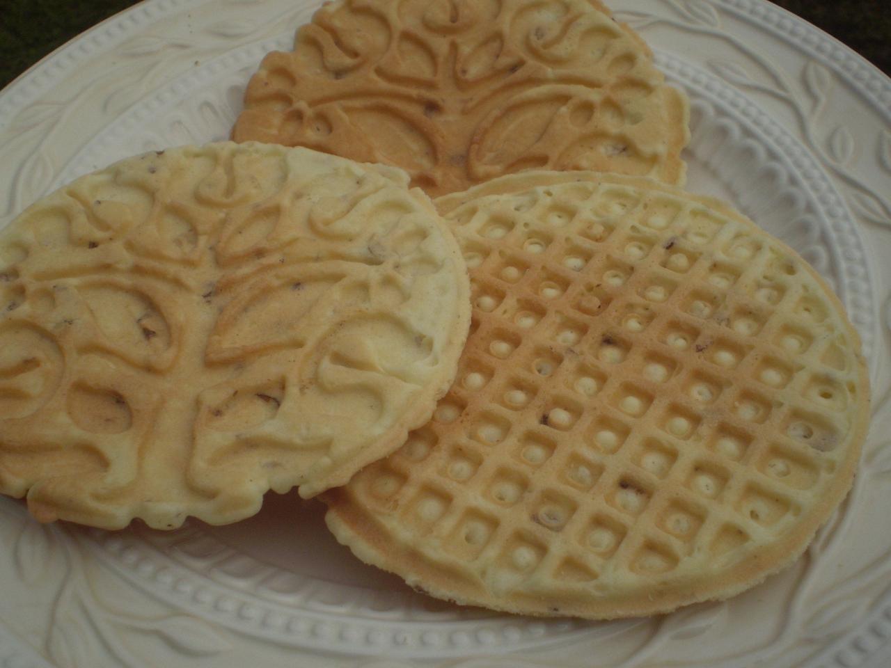 Pizzelle Italian Cookies With Nuts, Black Walnut, Hazelnuts, Filberts, Pecans, Or Pistachios on