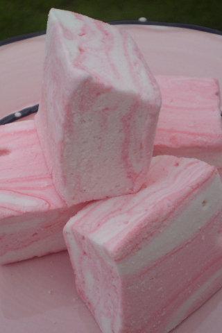Strawberry Cheesecake Marshmallows pink swirl handcrafted confection