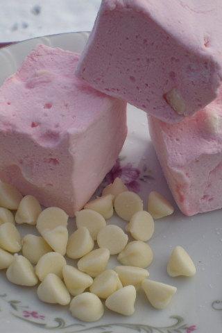 White Chocolate Strawberry marshmallows 18 pieces pink candy handmade