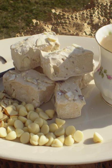 French Vanilla White Chocolate Almond Coffee Marshmallows homemade confection