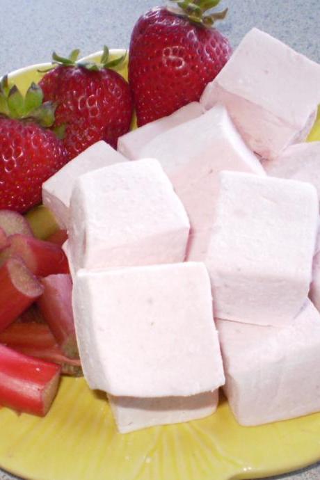 Strawberry Rhubarb Marshmallows gourmet homemade confection